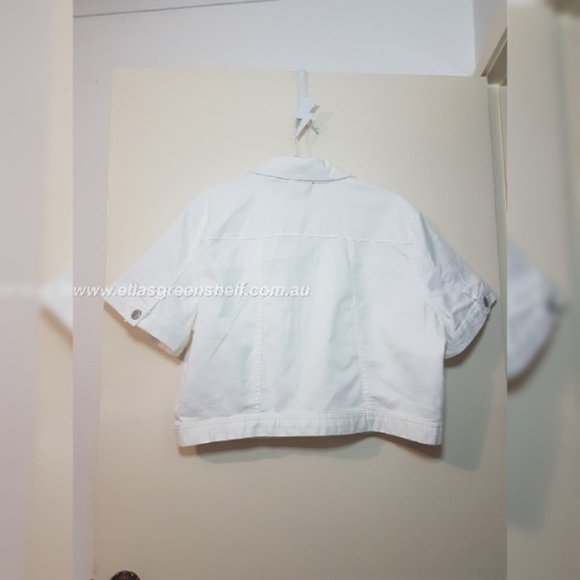 Crossroads Size 22 White Denim Short Sleeve Jacket NEW - Picture 4 of 4